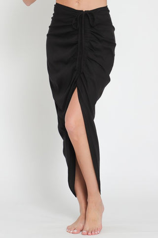 Harper Gathered Linen Midi Skirt