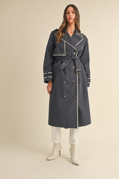 Presale - Samantha Lace Trim Trench