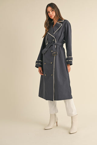 Presale - Samantha Lace Trim Trench