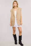 Serafina (Camel) Oversized Blazer Vest