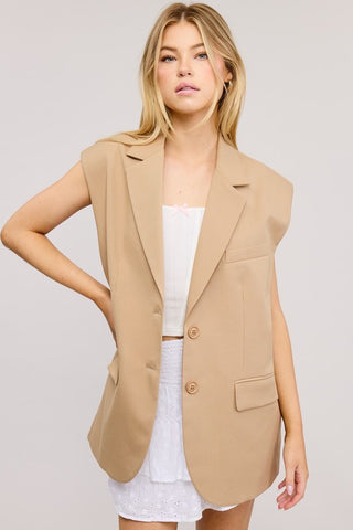 Serafina (Camel) Oversized Blazer Vest