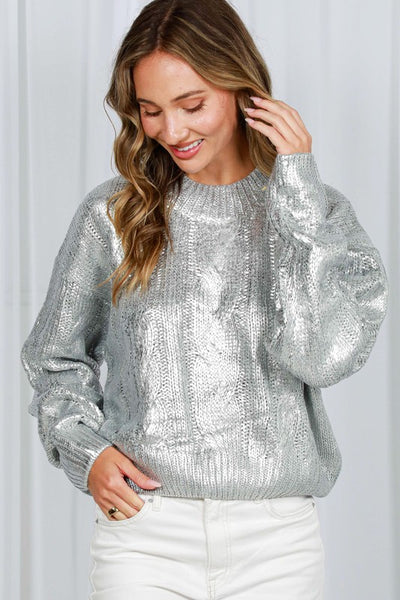 Celeste (Silver) Metallic Sweater