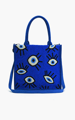 Evil Eye (Blue) Hand Tufted Tote