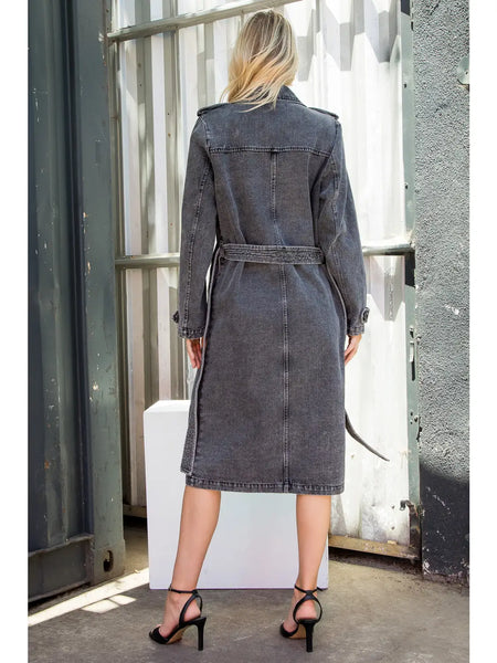 Alexia (Washed Black) Denim Trench